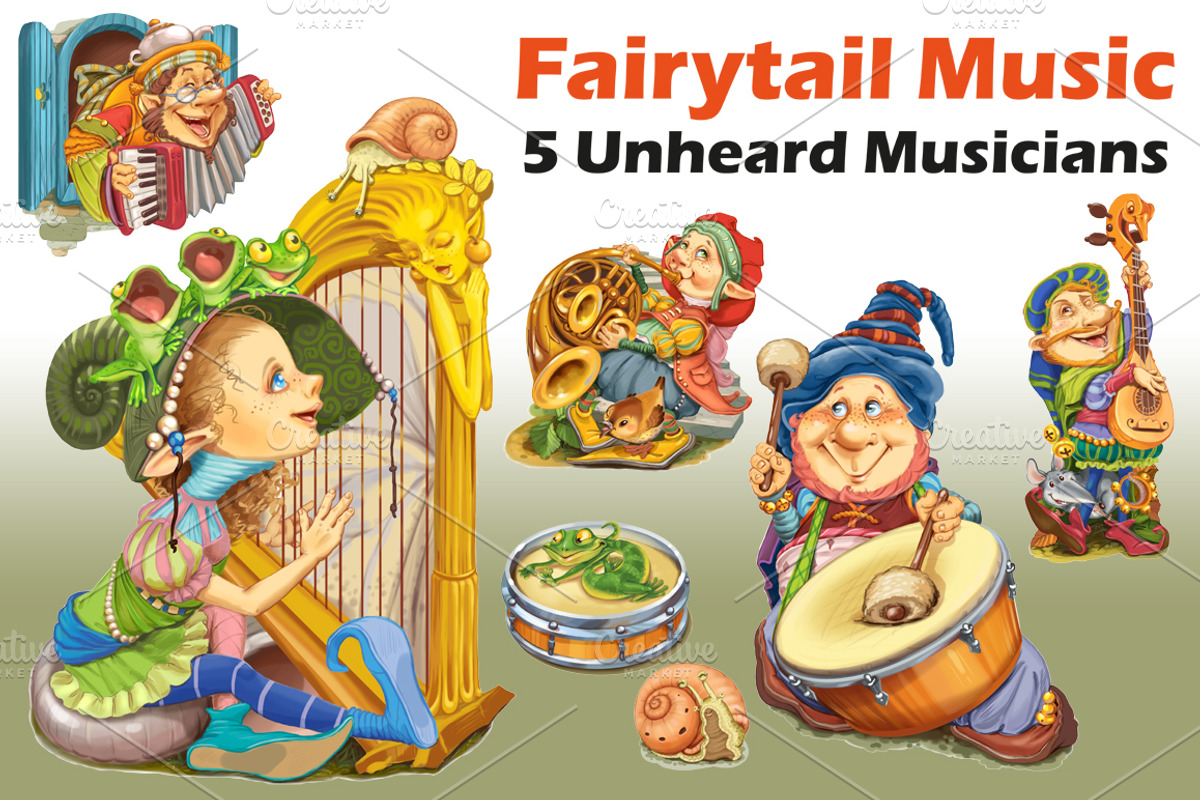 Five magical elves musicians., an Illustration by Adamskyistudio (Photo 1 of 3)