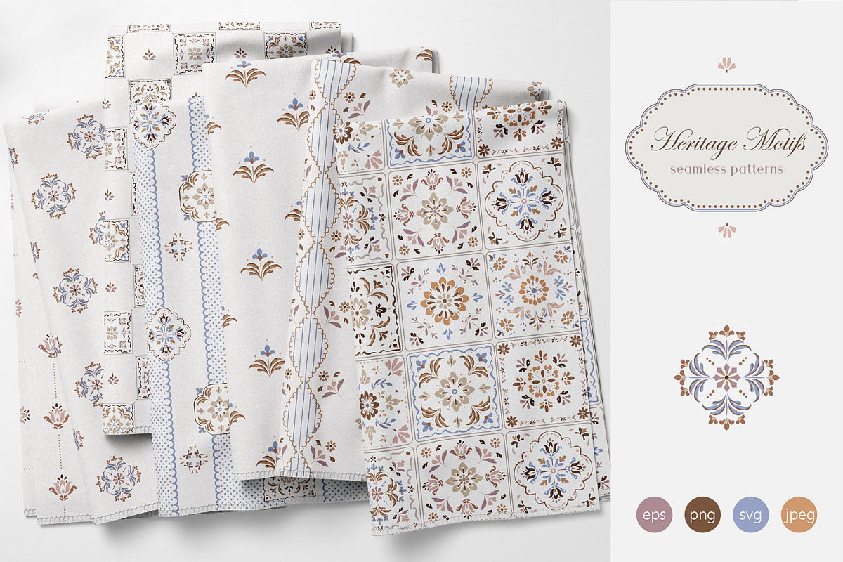 Heritage Motifs - Seamless Patterns, a Pattern Graphic by InaCorart (Photo 1 of 12)