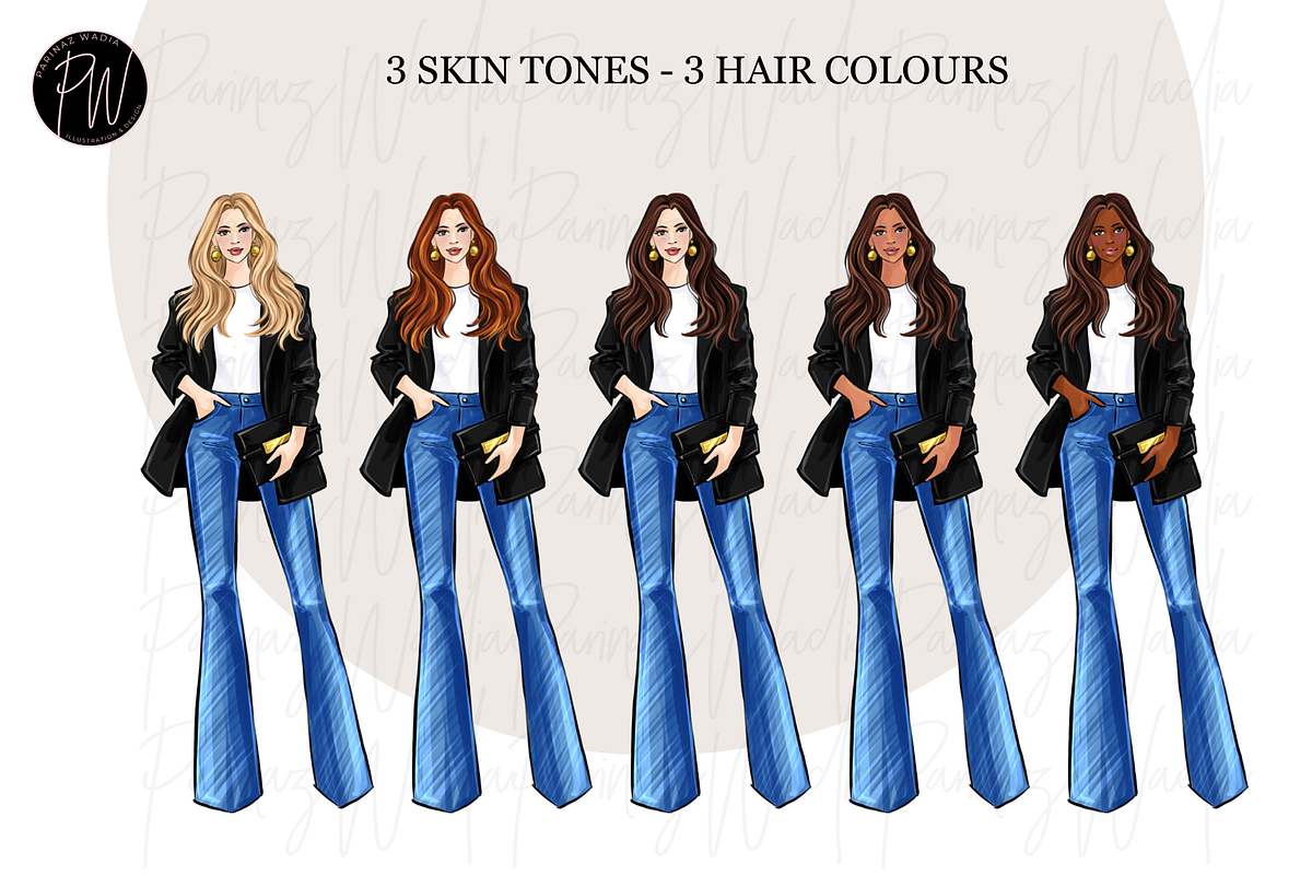 Fashion Girl 61 Watercolor Clipart, a Person Illustration by Parinaz Wadia Design (Photo 5 of 15)