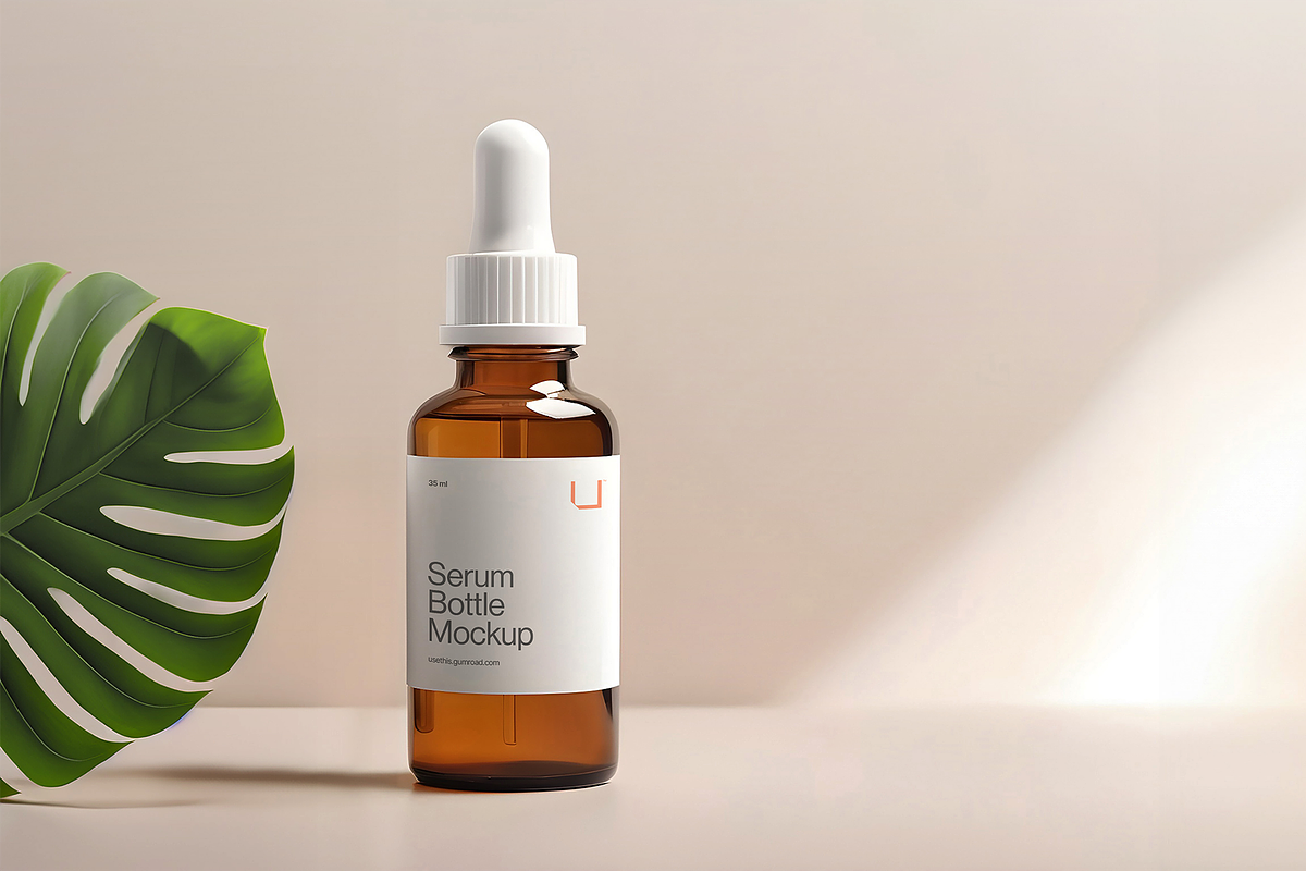 Cosmetic Serum Bottle Mockup, a Packaging Mockup by Usethis Mockup (Photo 2 of 11)
