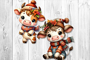 Cute Autumn Cow Clipart Sublimation, a Seasonal Illustration by V Design Creator (Thumbnail 4 of 9)
