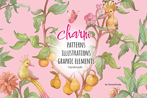 Watercolor plants Graphics patterns