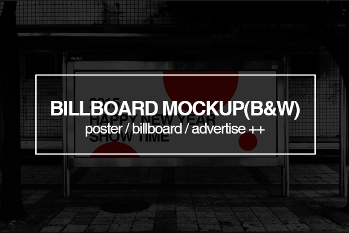 Bus Stop Mock-up(B&W Type), an Advertising Mockup by SuperBY Market (Photo 1 of 2)