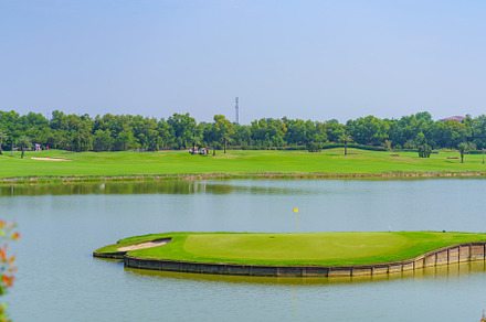 Golfcourse, Beautiful landscape of a golf court with trees and g, a Sports & Recreation Photo by Casanowe-studio