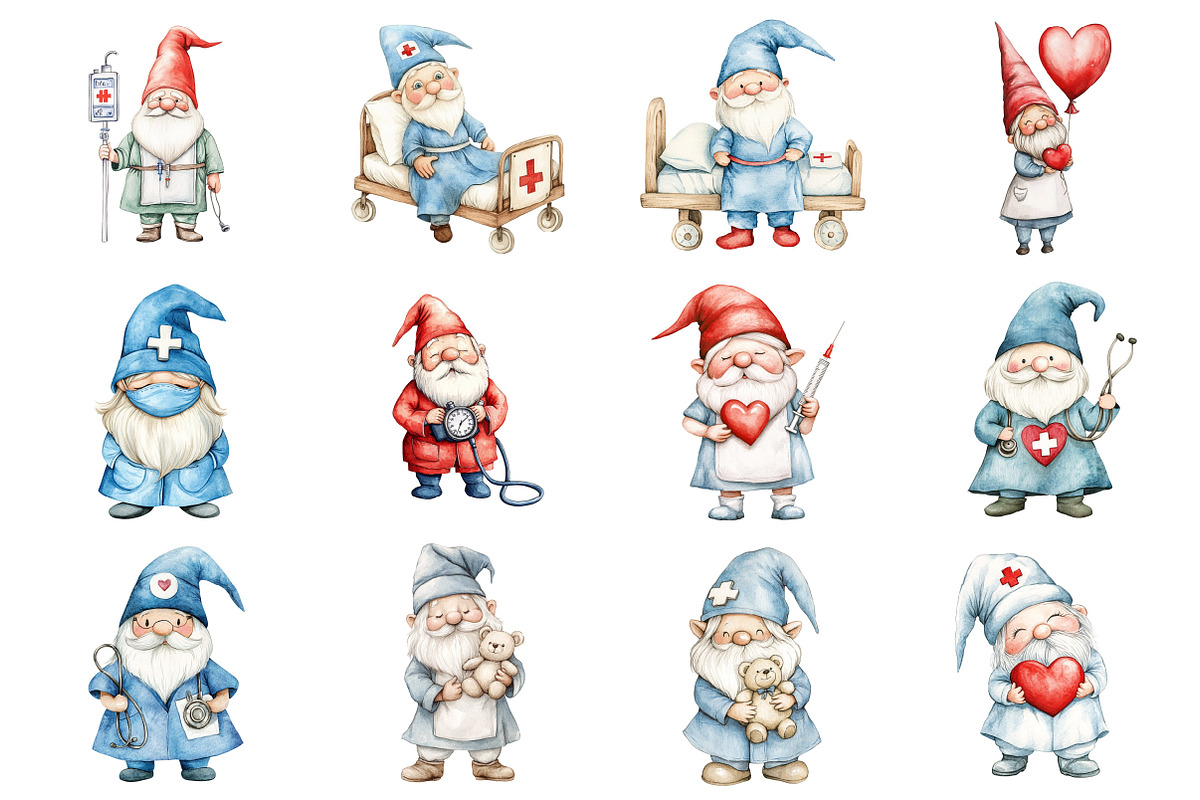 Nurse Gnomes Clipart, an Illustration by Design Market (Photo 3 of 4)