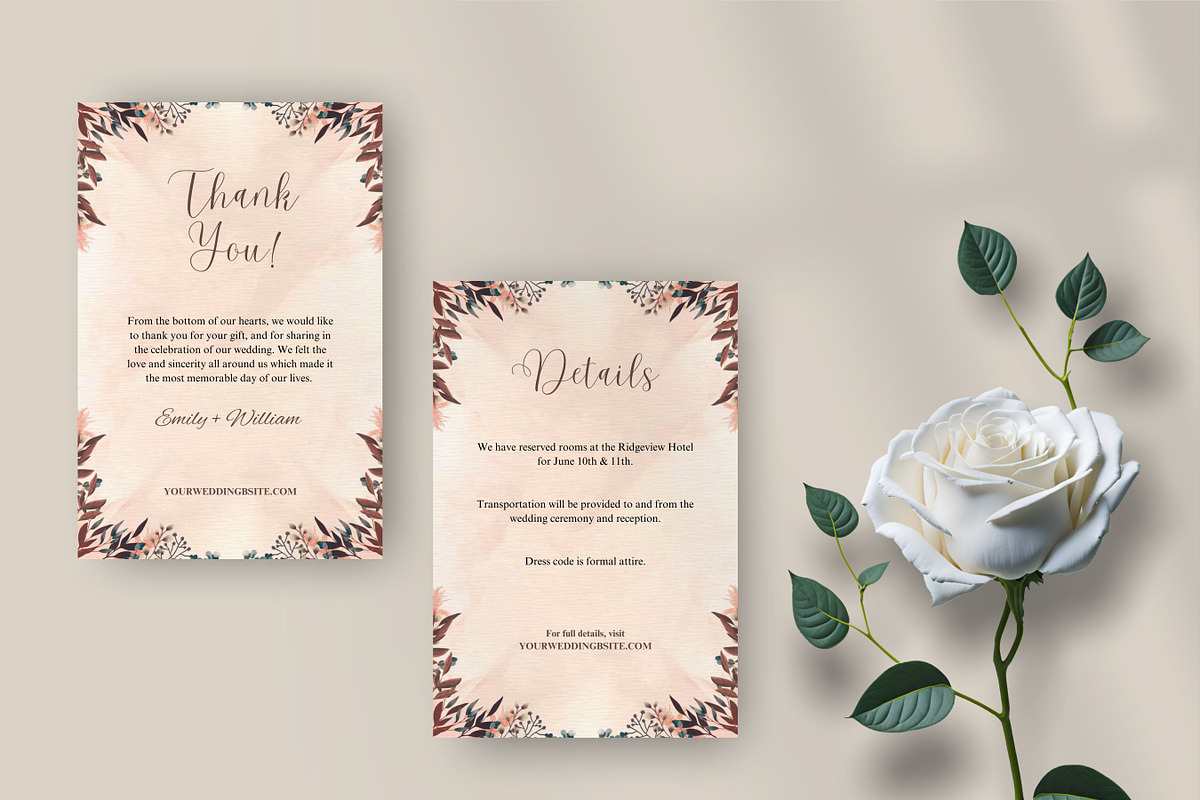 Boho Floral Wedding invite Set Canva, an Invitation Template by Aks-Designs (Photo 4 of 6)