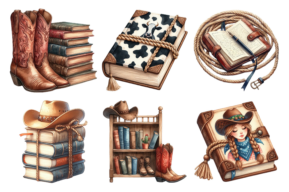 Western Cowgirl Book Clipart, an Illustration by Daily.Designs (Photo 2 of 5)
