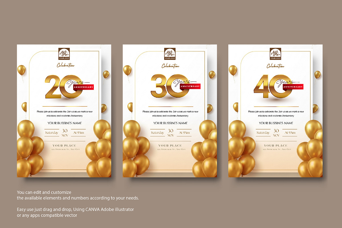 Anniversary Gold Logo, Greeting Card, a Graphic by OtpirusGraphic (Photo 4 of 7)
