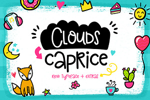 Doodle FONT Clouds Caprice & Extras, a Script Font by Velliniki