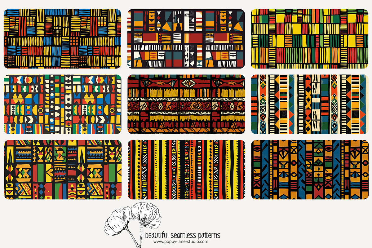 70 African Kente seamless pattern, a Pattern Graphic by Poppy Lane Studio (Photo 2 of 10)