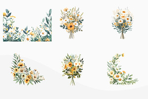 Watercolor Daisy Clipart PNG Files