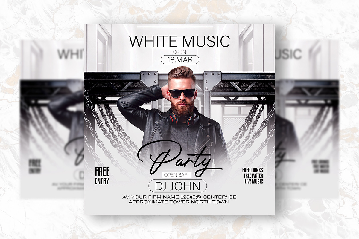 White Music Party Flyer Design, a Flyer Template by Shajib Shikder (Photo 2 of 2)