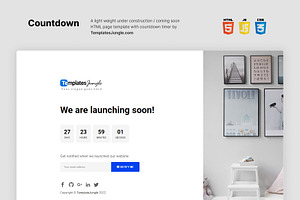 Countdown – Lightweight Coming Soon, a HTML Template by TemplatesJungle
