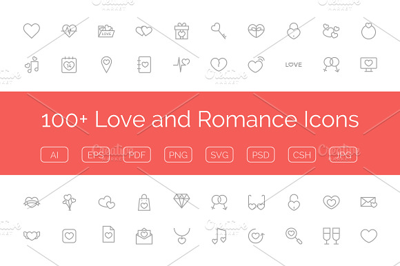 100 Love And Romance Vector Icons