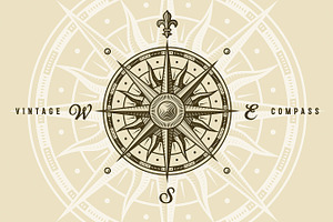 Vintage Compass Rose