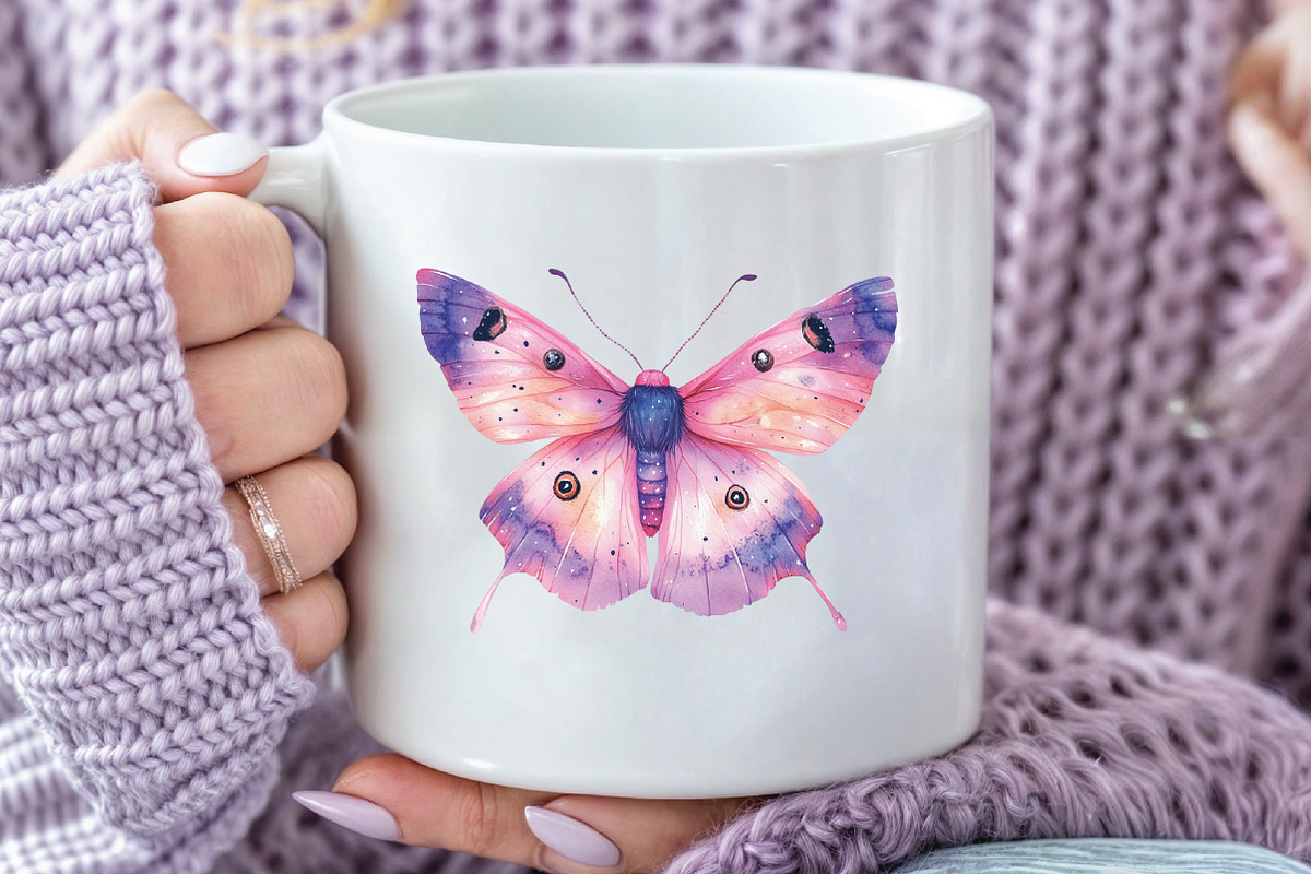 Watercolor Summer Night Moths, an Illustration by CraftArtStudio (Photo 5 of 6)
