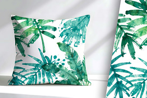 Watercolor Tropical Rain Forest Leav, a Decorative Illustration by Sharon Schwalbe