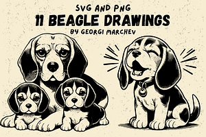 Beagle Illustrations Bundle SVG PNG, an Animal Illustration by Ray Crimson