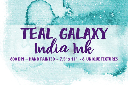 Teal Galaxy India Ink Backgrounds