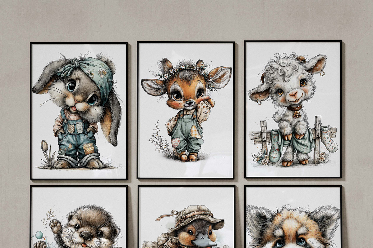Whimsical Baby Animal Watercolor png, an Illustration by one-touch (Photo 5 of 18)