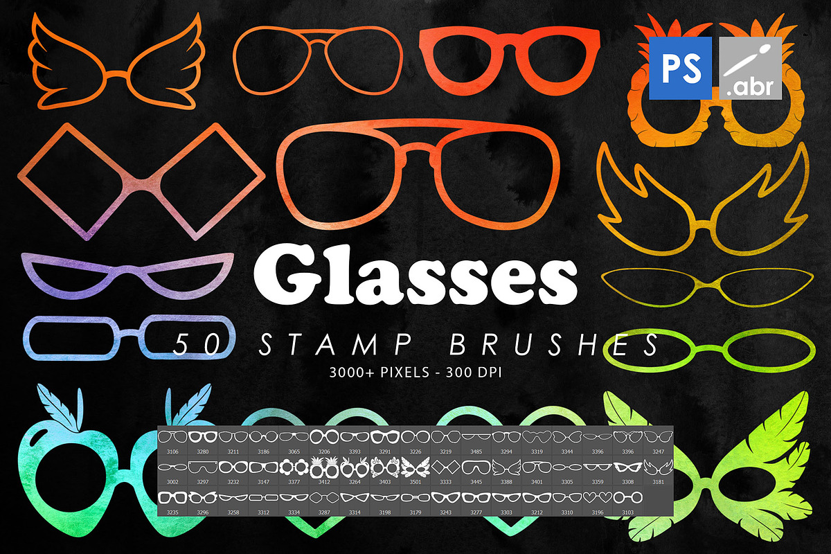 Glasses Photoshop Stamp Brushes, a Brush Add-On by ArtistMef (Photo 1 of 6)