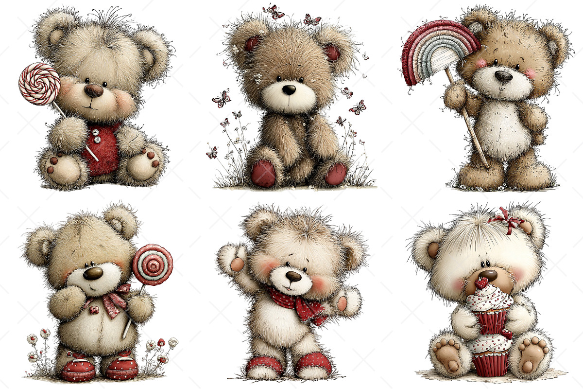 Whimsical Teddy Bear Clipart Bear, an Illustration by Craft Nest (Photo 4 of 11)