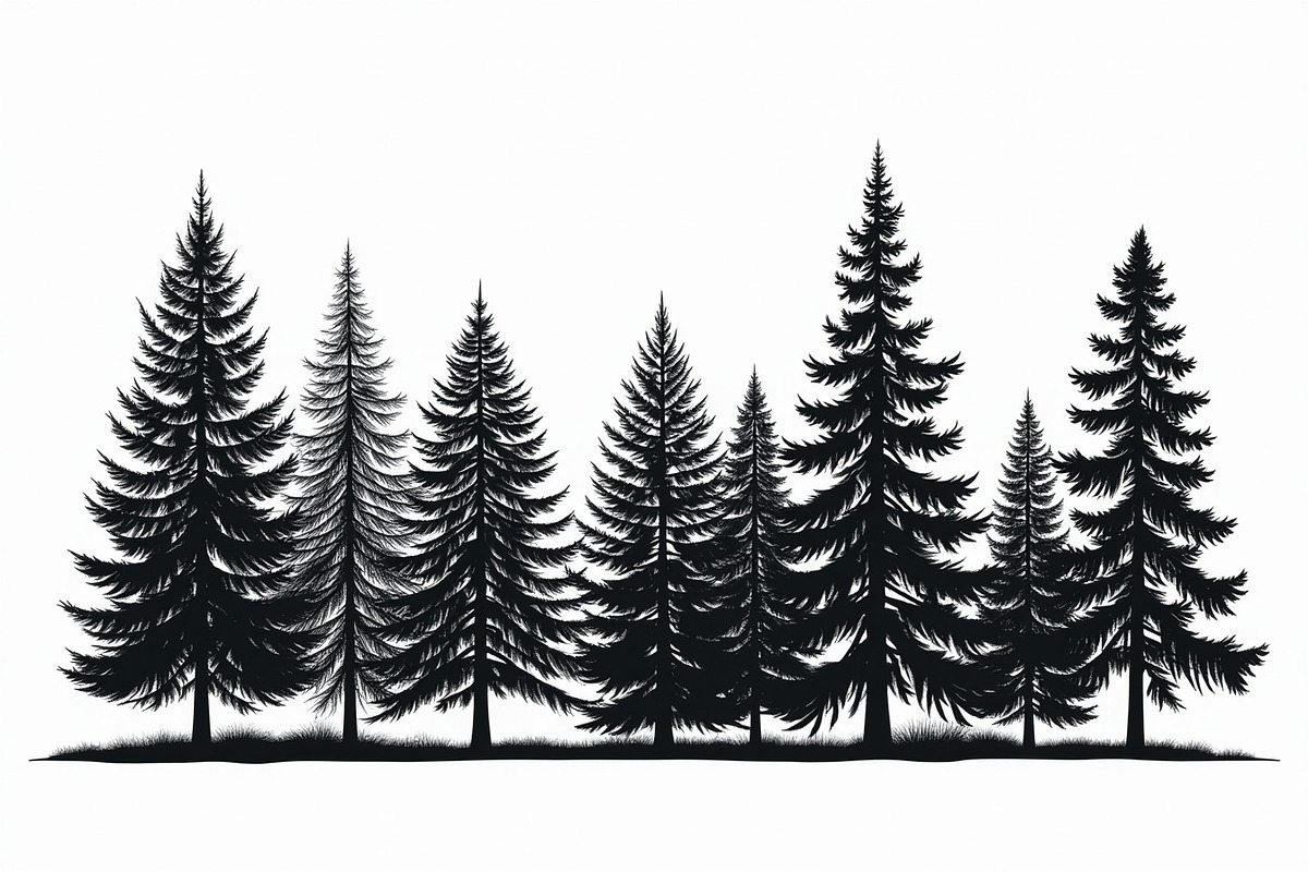 Majestic pine trees silhouette, an Illustration by Amazin_art (Photo 4 of 11)