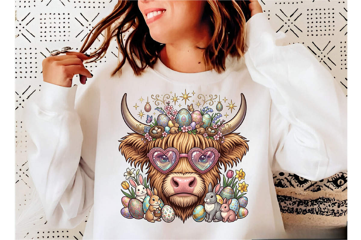 Easter Day Highland Cow Highland, a Seasonal Illustration by Designking (Photo 4 of 6)