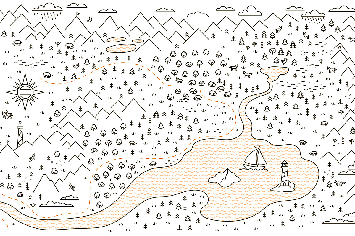 Mountain Map Vector Set, a Transportation Illustration by Ilia Design (Photo 6 of 7)
