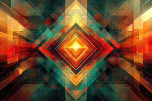 Abstract Geometric Art Warm and Cool, a Photo by Pixeness Studio