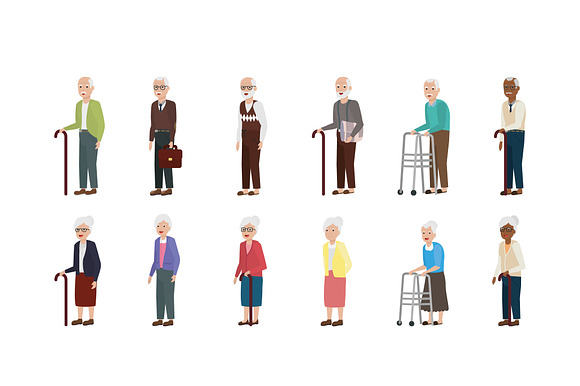 Senior Character Illustration Set preview 2