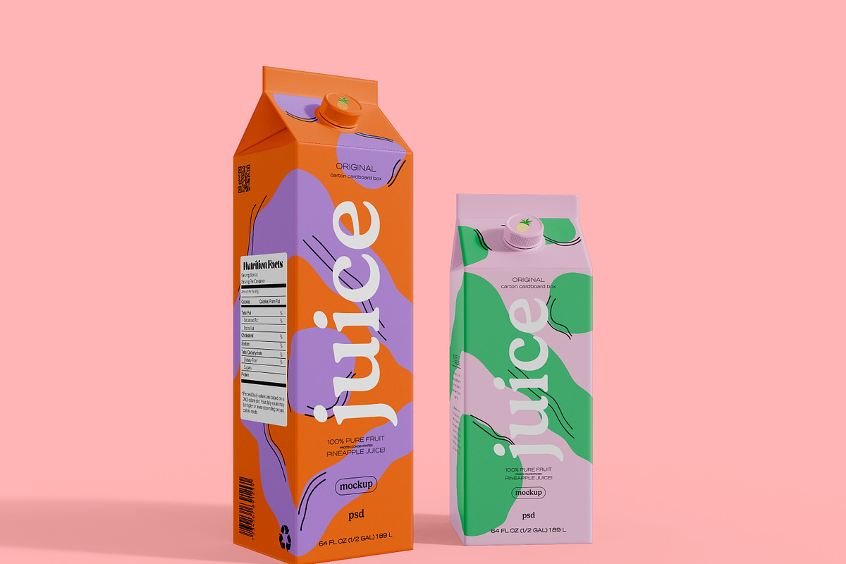 Juice or Milk Boxes Mockup, a Packaging Mockup by Mego-studio