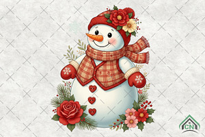 Floral Snowman PNG, an Illustration by Craft Nest