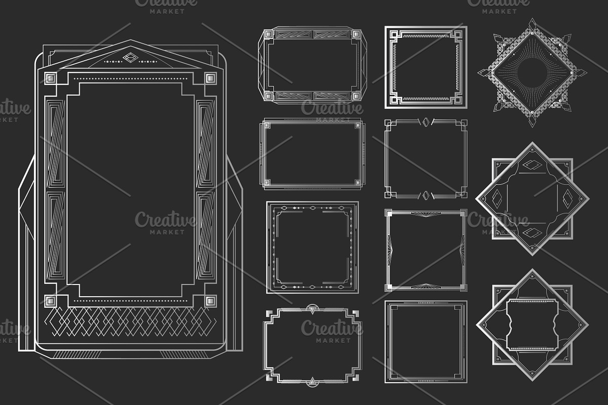 Silver Art Deco Frames Collection, a Decorative Illustration by PsychocheArt (Photo 1 of 13)
