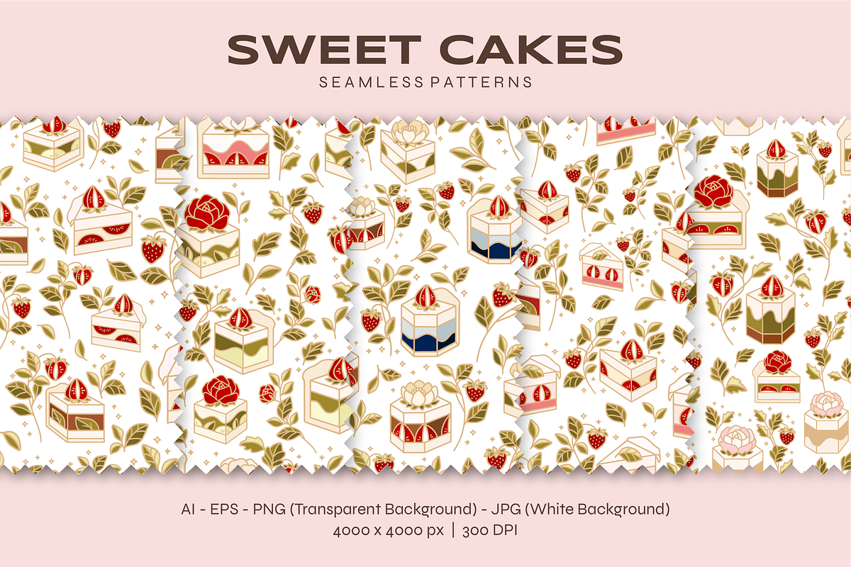 Sweet Cakes - Elements & Patterns, a Food Illustration by Artflorara (Photo 10 of 12)