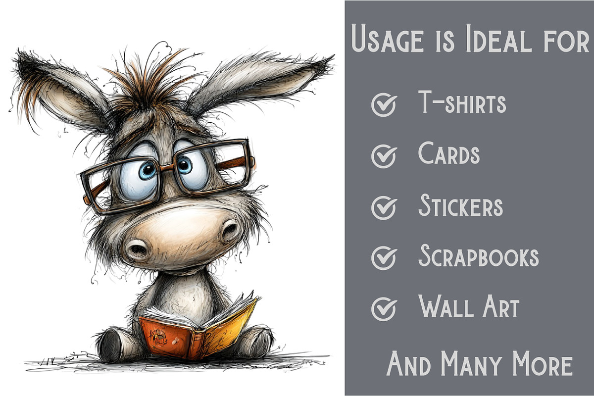 Whimsical Donkey Clipart, an Illustration by Pixels.Craft (Photo 3 of 6)