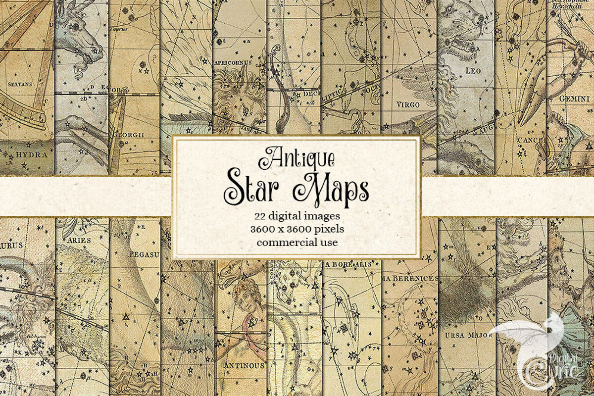 Antique Star Maps Backgrounds, a Texture Graphic by Digital Curio (Photo 1 of 5)