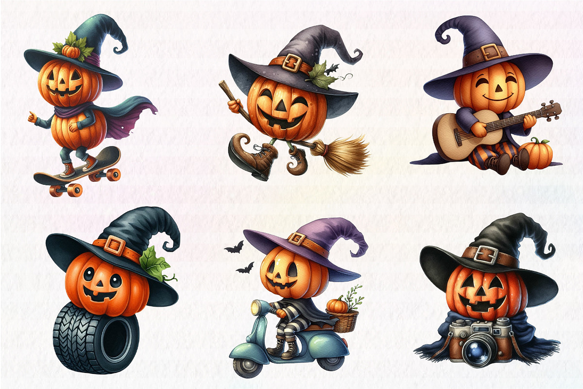 Funny Pumpkin Character Clipart, an Illustration by CreationArt (Photo 3 of 7)