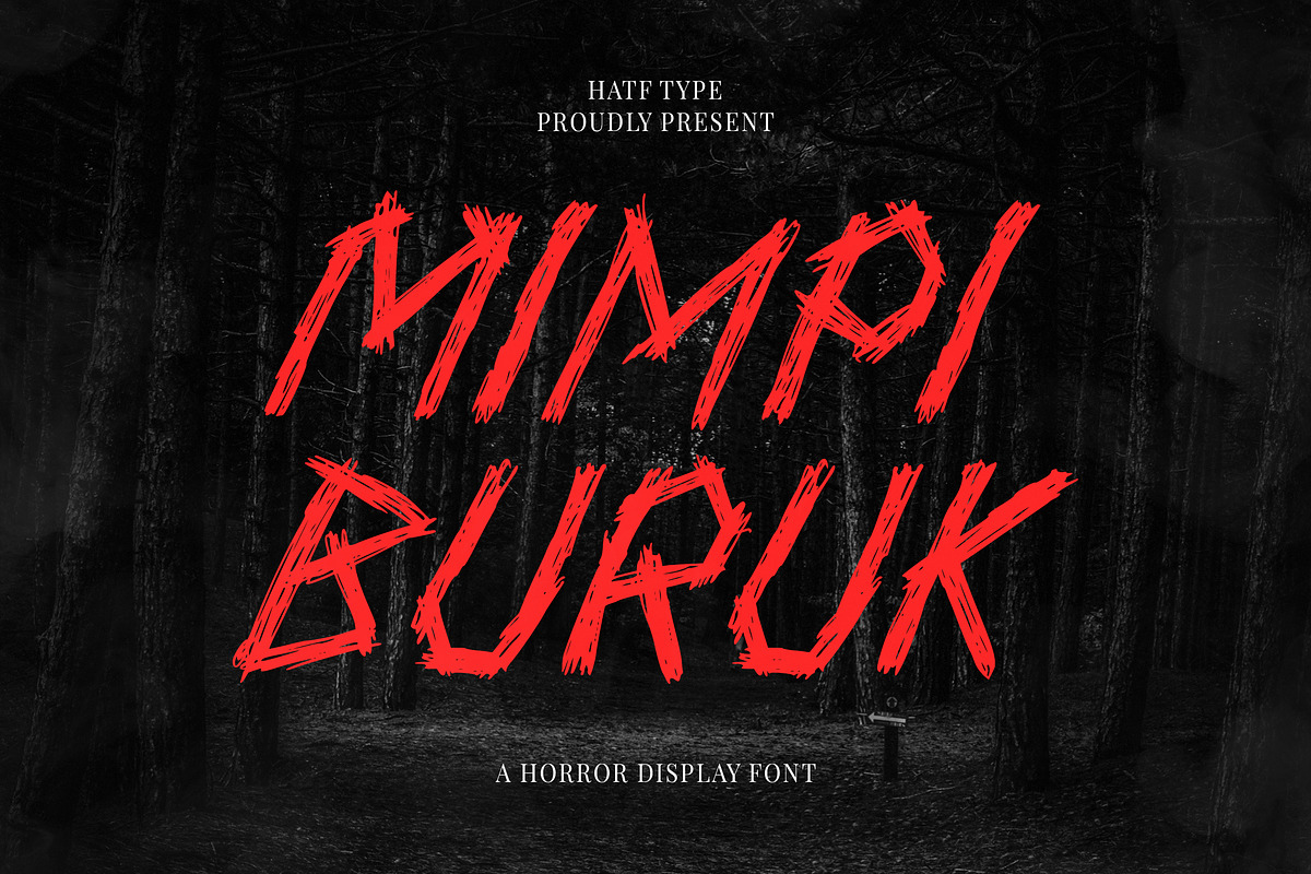 Mimpi Buruk, a Blackletter Font by HATFSTUDIO (Photo 1 of 8)