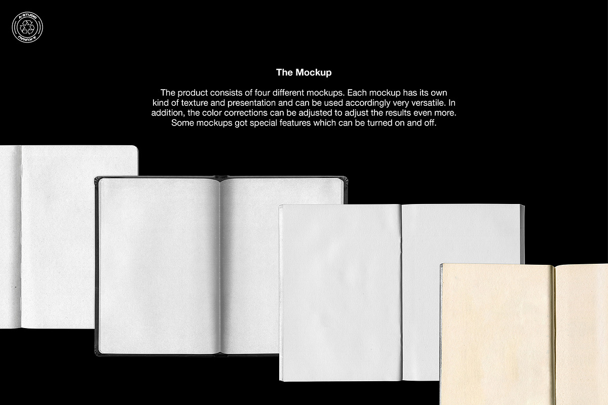 Zine Mockup Pack 4 in 1, a Books & Magazine Mockup by A-Studio (Photo 2 of 17)