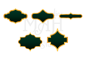 Green And Gold Islamic Frame Vector