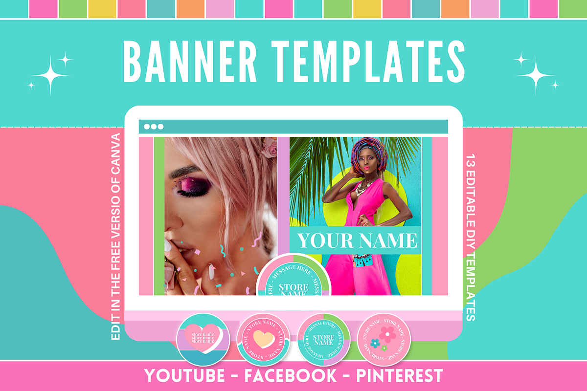 Colorful Social Media Templates, a Social Media Template by SunshineStudioBoutique (Photo 1 of 9)