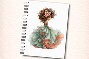Boho Floral Summer Girls Clipart, an Illustration by Digital Artistic99 (Thumbnail 7 of 11)