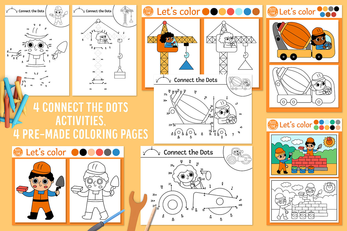 Construction site coloring games, an Education Illustration by Lexi Claus (Photo 9 of 15)