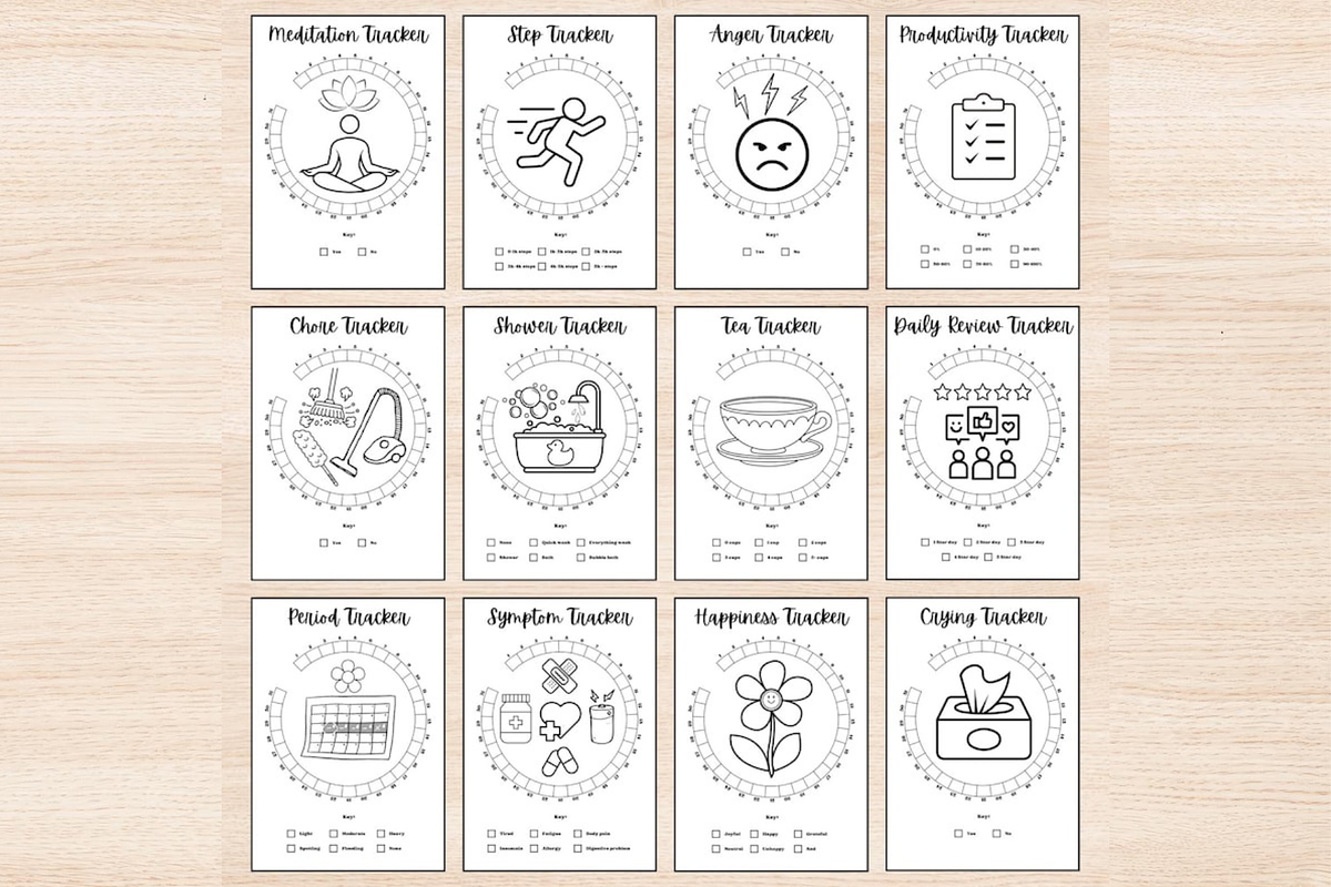 Monthly Habit Trackers BUJO Template, a Stationery Template by DigitalDoodlesToday (Photo 4 of 7)
