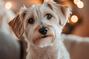 Dog with Christmas lights, a Photo by Beautiful things