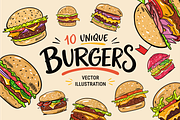 Burger Doodles & Fast Food Clipart, a Food Illustration by Oktyabr (Thumbnail 1 of 4)