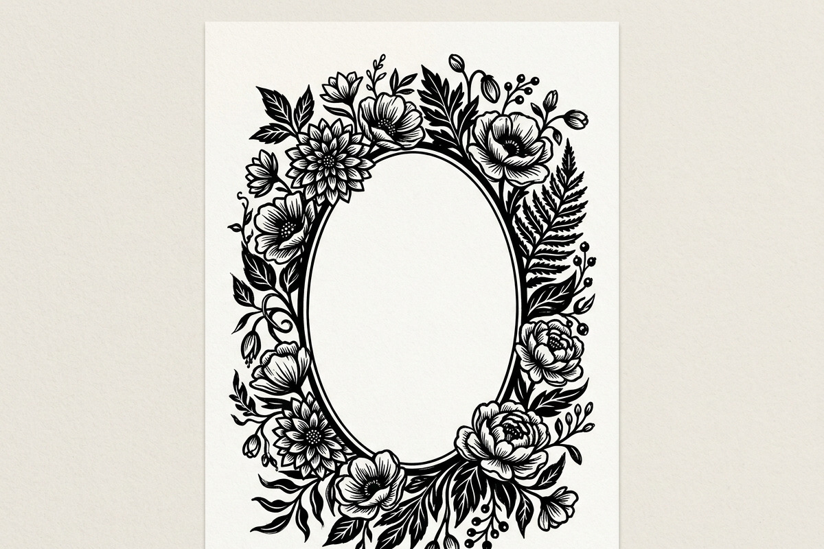 50 Elegant Floral Oval Mirror Frame, a Decorative Illustration by Amazin_art (Photo 27 of 40)
