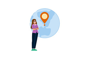 Young woman planning a trip around, an Object Illustration by pikepicture
