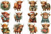 Watercolor Christmas Highland Cow, a Seasonal Illustration by Black Bird Studio (Thumbnail 3 of 7)